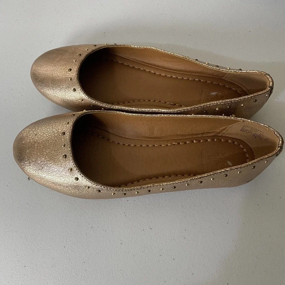 Frye Girls Youth Carson Shimmer Ballet Flat Rose Gold Slip On Shoe Casual Size 4 - Picture 2 of 9